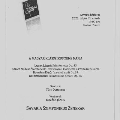Álomtáncok - versenymű klarinétra és vonószenekarra a Magyar Klasszikus Zene napján